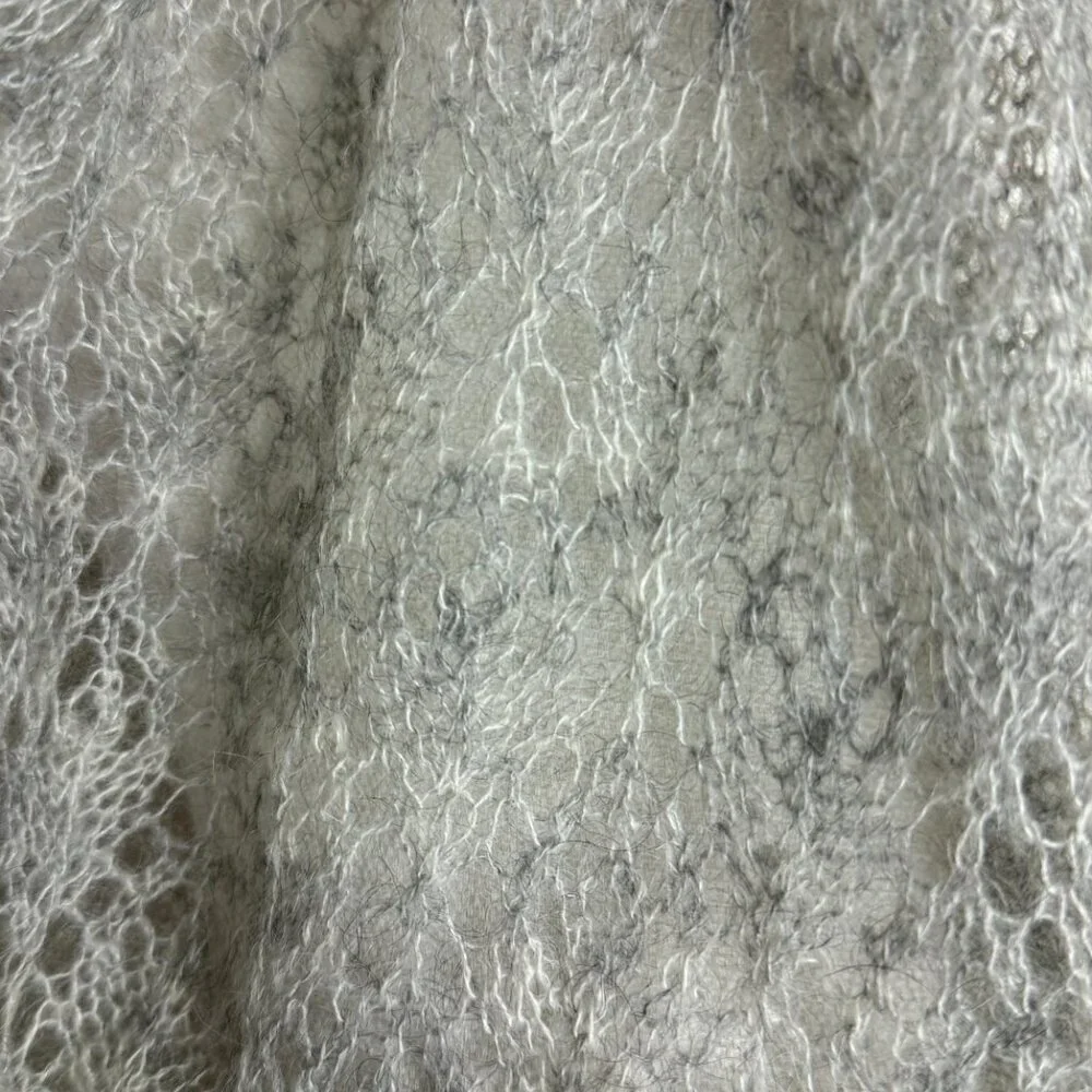 Winter Gray Mohair Blend Openwork Scarf